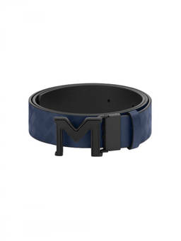 Montblanc - Blue Logo Cut To Size Reversible Belt