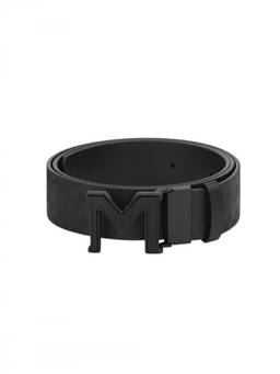 Montblanc - Black Logo Cut To Size Reversible Belt