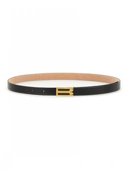 Victoria Beckham - Black Textured Buckle Belt