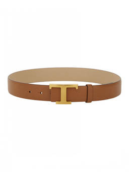 TOD'S - Brown T Logo Buckle Belt