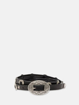 Golden Goose - Black Embellished Oval Buckle Belt