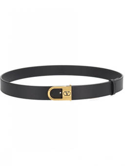 Valentino Garavani - Black Vlogo Solid Buckle Belt