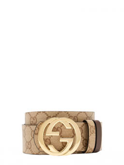 Gucci - Beige Gg Logo Reversible Belt