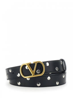 Valentino Garavani - Black Stud Vlogo Buckle Belt (24)