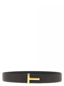 Tom Ford - Black Logo Buckle Reversible Belt
