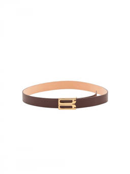 Victoria Beckham - Burgundy Textured Buckle Belt