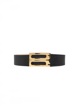 Victoria Beckham - Black Textured Buckle Belt