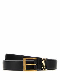 Saint Laurent - Black Solid Buckle Belt