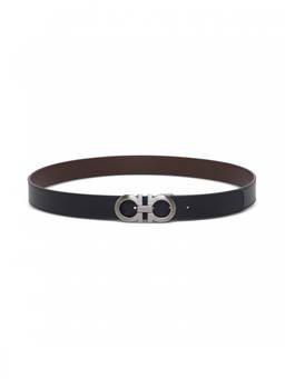 Ferragamo - Black Solid Reversible Gancini Belt