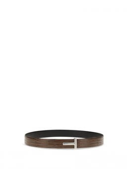 Tom Ford - Brown T Icon Buckle Belt