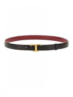 TOD'S - Black Logo Buckle Reversible Belt