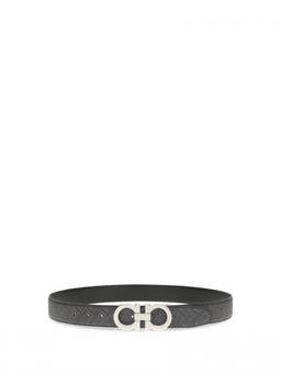 Ferragamo - Black Gancini Logo Reversible Belt