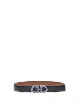 Ferragamo - Black Gancini Solid Reversible Belt (36)