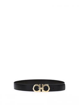 Ferragamo - Black Gancini Solid Reversible Belt