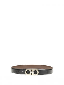 Ferragamo - Black Gancini Solid Reversible Belt (36)
