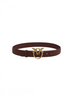 Pinko - Brown Golden Logo Buckle Solid Belt