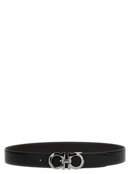 Ferragamo - Black Gancini Buckle Reversible Belt