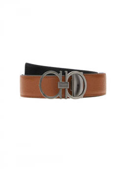 Ferragamo - Brown Textured Reversible Belt