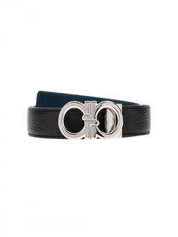 Ferragamo - Black Blue Logo Reversible Belt (38)