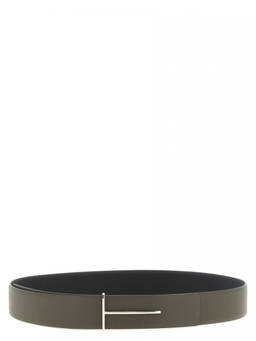 Tom Ford - Olive Green T Buckle Reversible Belt