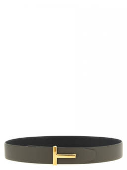Tom Ford - Olive Green T Buckle Reversible Belt