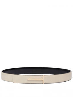 Tom Ford - Light Grey Logo Buckle Belt