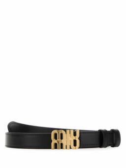 Miu Miu - Black Leather Logo Buckle Belt