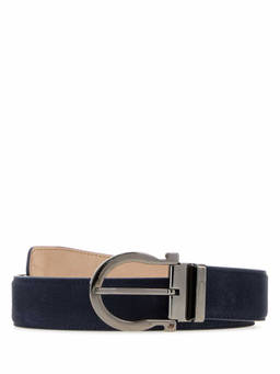 Ferragamo - Navy Blue Solid Buckle Belt