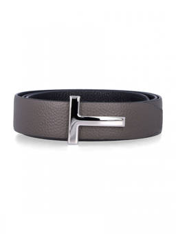 Tom Ford - Grey Textured Reversible Belt
