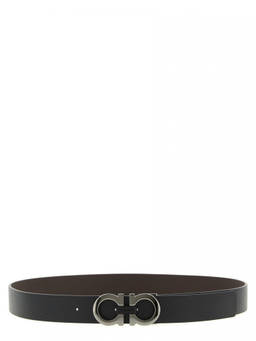 Ferragamo - Black Gancini Buckle Reversible Belt