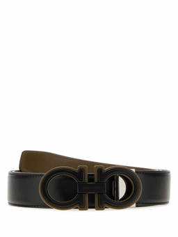Ferragamo - Black Solid Reversible Belt