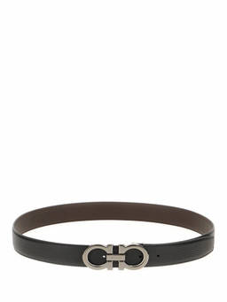 Ferragamo - Black Textured Reversible Belt