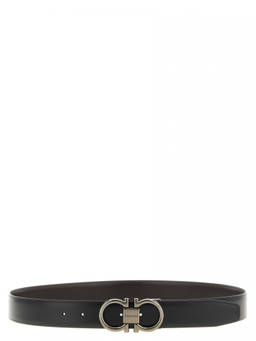 Ferragamo - Black Solid Reversible Belt