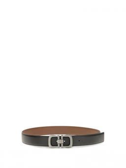 Ferragamo - Black Solid Reversible Belt