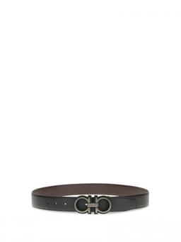Ferragamo - Black Textured Reversible Belt