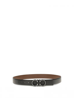 Ferragamo - Black Solid Reversible Belt
