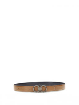 Ferragamo - Brown Gancini Solid Reversible Belt