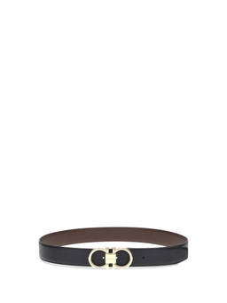 Ferragamo - Black Gancini Solid Reversible Belt
