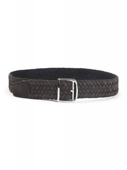 Brioni - Brown Braided Buckle Belt