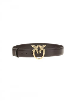 Pinko - Dark Brown Love Birds Solid Belt