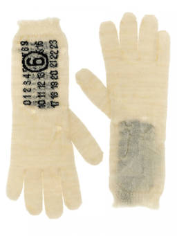 MM6 Maison Margiela - Beige numeric Signature Mm6' Gloves