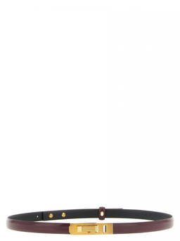 Alberta Ferretti - Maroon Striped Buckle Belt