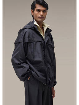 Genes Lecoanet Hemant - Men's Premium Black Hooded Nylon Windbreaker Jacket