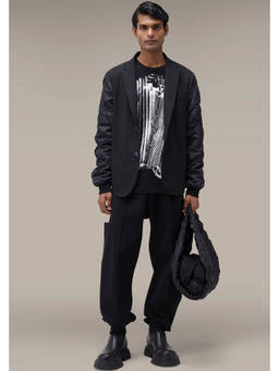 Genes Lecoanet Hemant - Men's Premium Black Hybrid Blazer Bomber Jacket