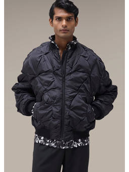 Genes Lecoanet Hemant - Men's Premium Black Quilted Nylon Bomber Jacket