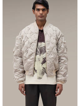 Genes Lecoanet Hemant - Men's Premium Cream Quilted Nylon Bomber Jacket
