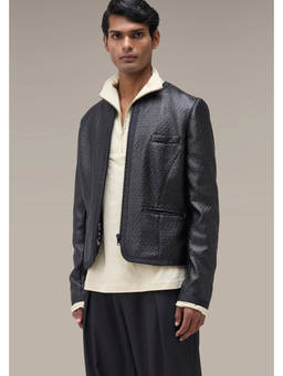 Genes Lecoanet Hemant - Men's Premium Black Textured Pu Leather Jacket