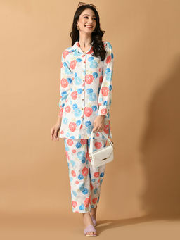 MYSHKA - Women White Printed Co-Ord (Set of 2)