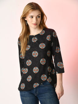 MYSHKA - Women Black Printed Tunic