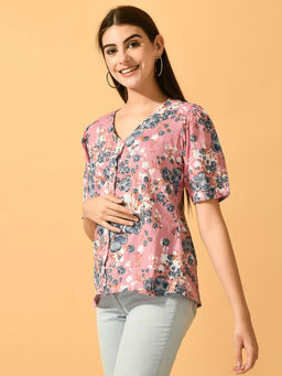 MYSHKA - Women Pink Printed Party Top